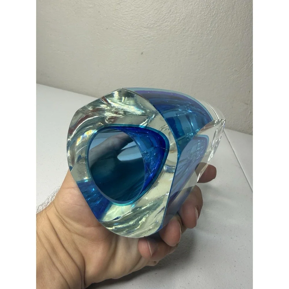 Flavio POLI MURANO Glass Sommerso VASE CANDLE HOLDER Combo Mid Century EUC